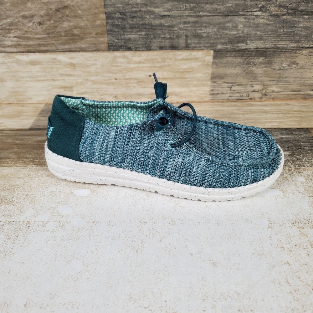 Hey Dude Wendy Stretch Sox Womens Loafer Shoes Sz 7 Deep Teal Comfort Slip On